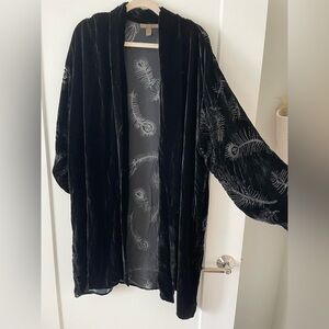 Harari Burnout Velvet Open Front Jacket, Black, One Size